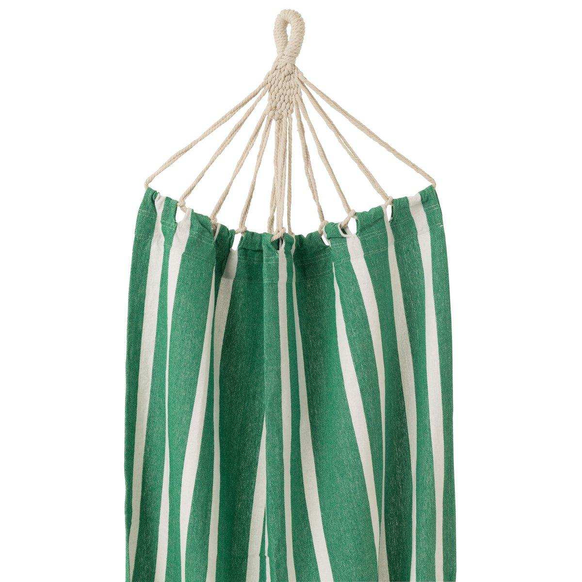 J-Line Hängematte Streifen Baumwolle/Polyester Dunkelgrün/Weiß - HomeDesign Knaus