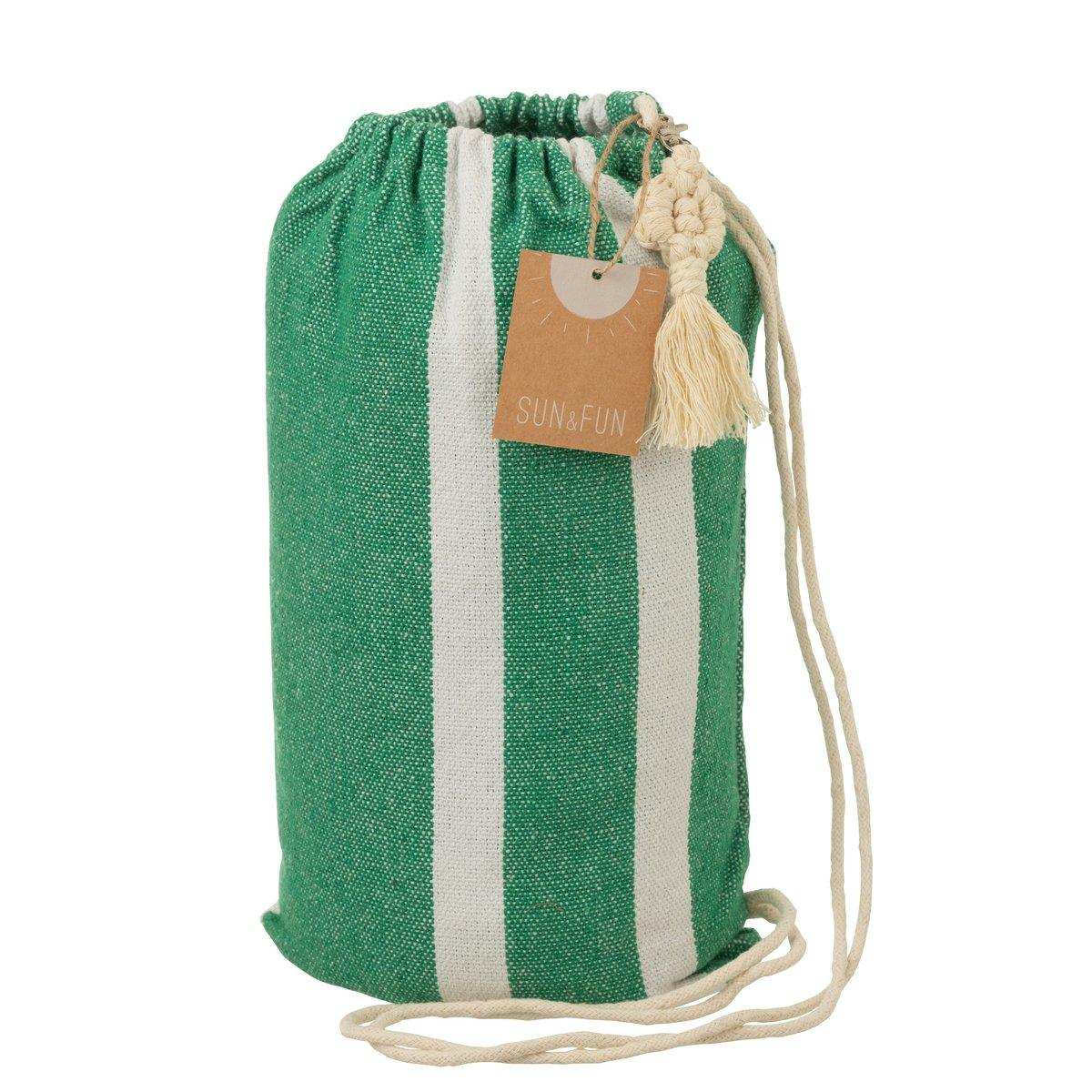 J-Line Hängematte Streifen Baumwolle/Polyester Dunkelgrün/Weiß - HomeDesign Knaus