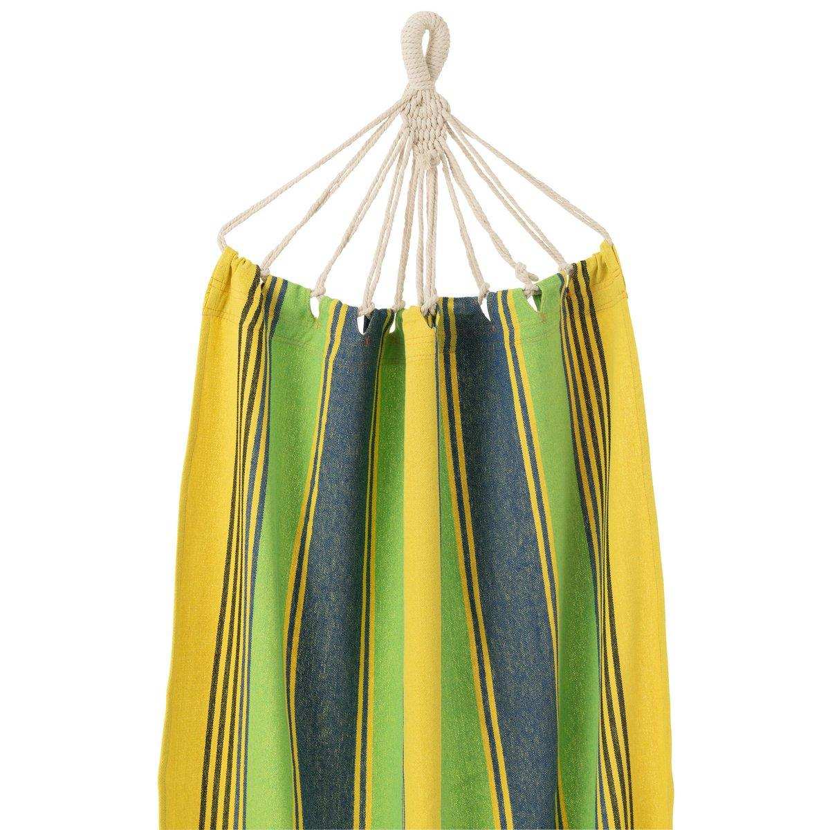 J-Line Hängematte Streifen Baumwolle/Polyester Grün/Gelb/Blau - HomeDesign Knaus