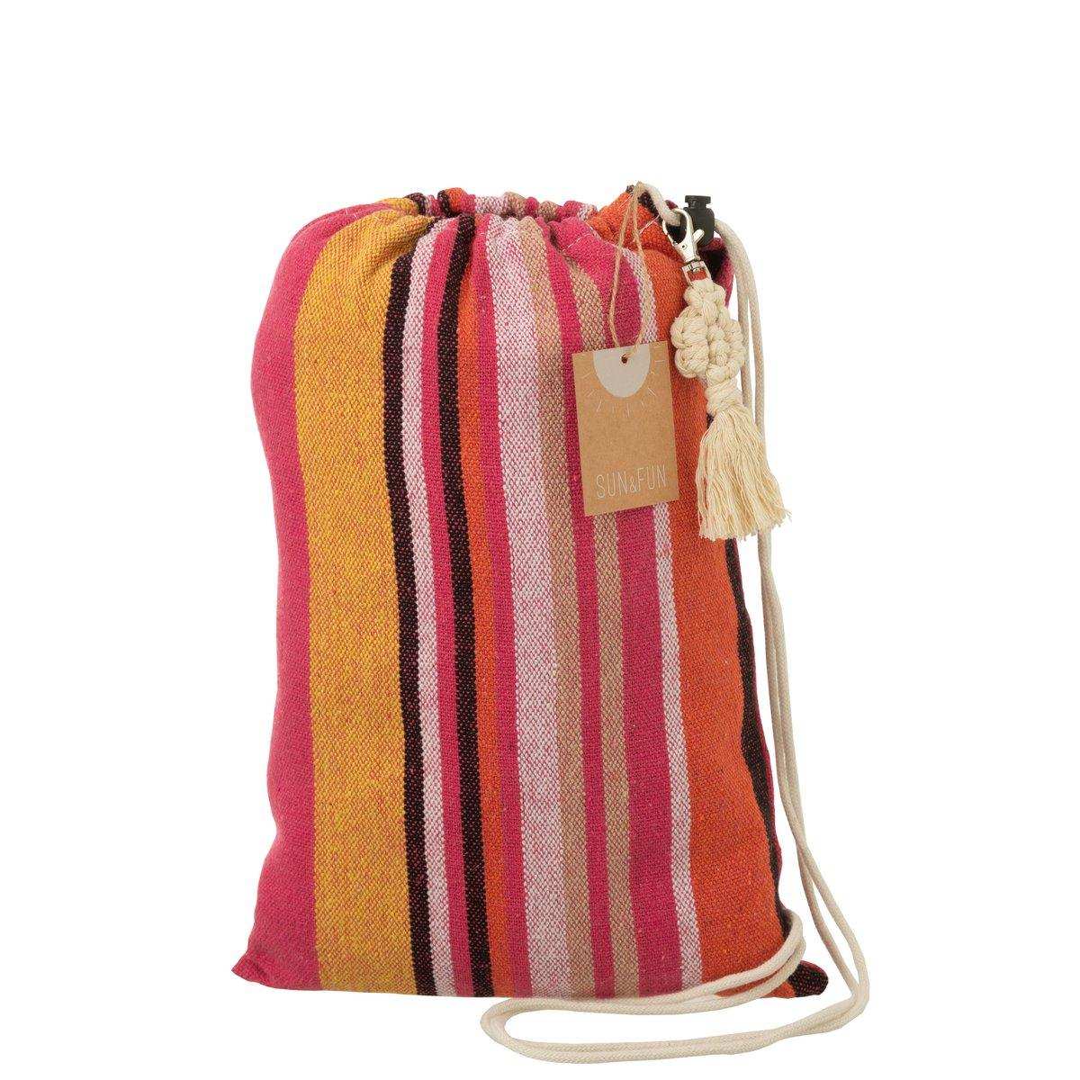 J-Line Hängematte Streifen Baumwolle/Polyester Hellrosa+Mix - HomeDesign Knaus