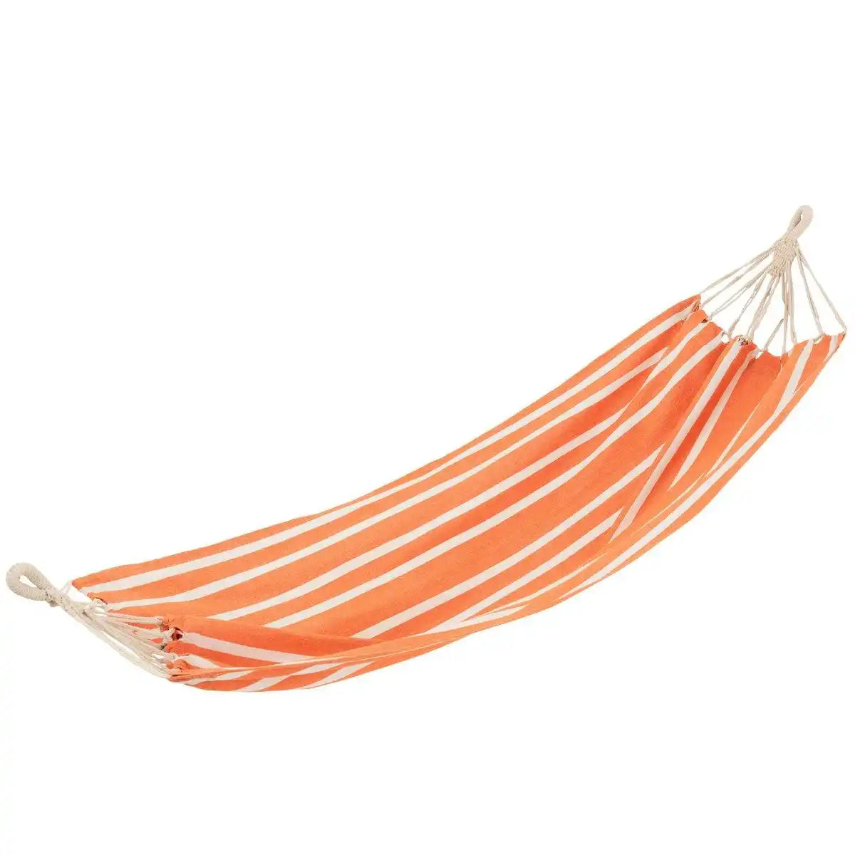 J-Line Hängematte Streifen Baumwolle/Polyester Orange/Weiß - HomeDesign Knaus