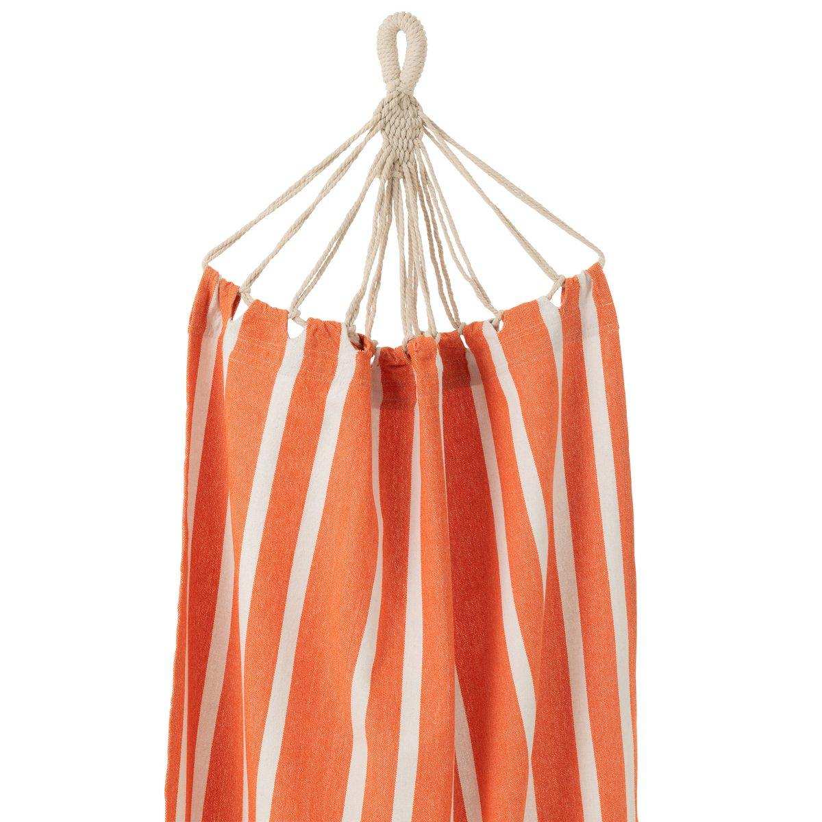 J-Line Hängematte Streifen Baumwolle/Polyester Orange/Weiß - HomeDesign Knaus