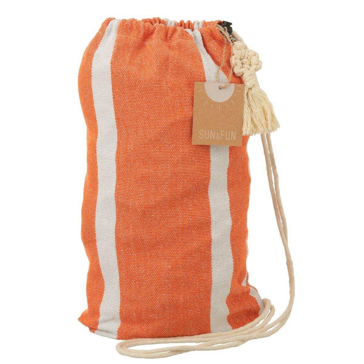 J-Line Hängematte Streifen Baumwolle/Polyester Orange/Weiß - HomeDesign Knaus