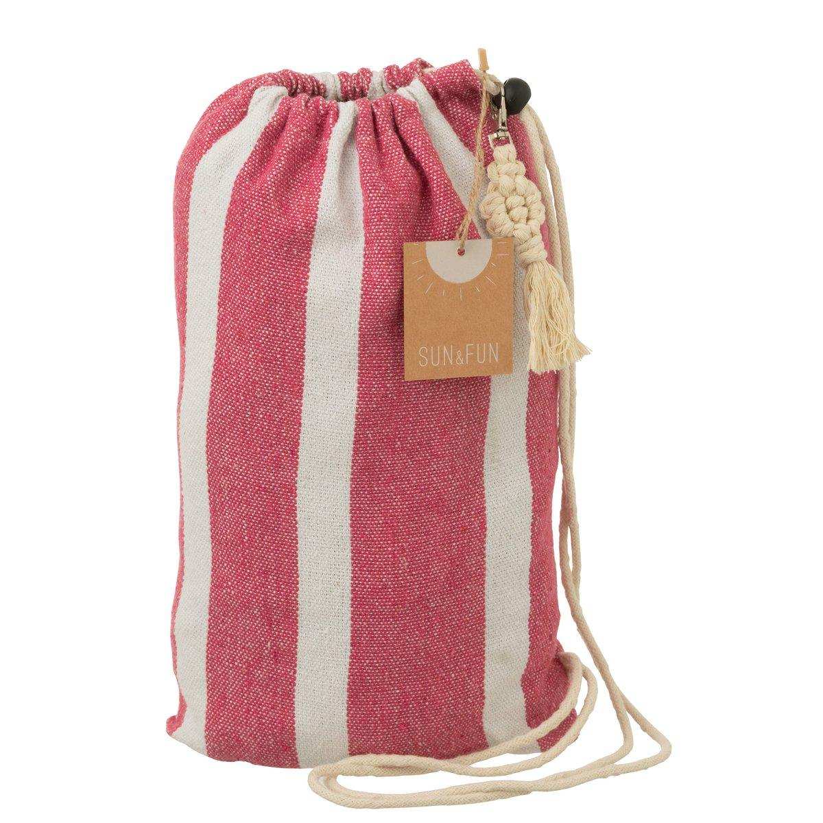 J-Line Hängematte Streifen Baumwolle/Polyester Rosa/Weiß - HomeDesign Knaus