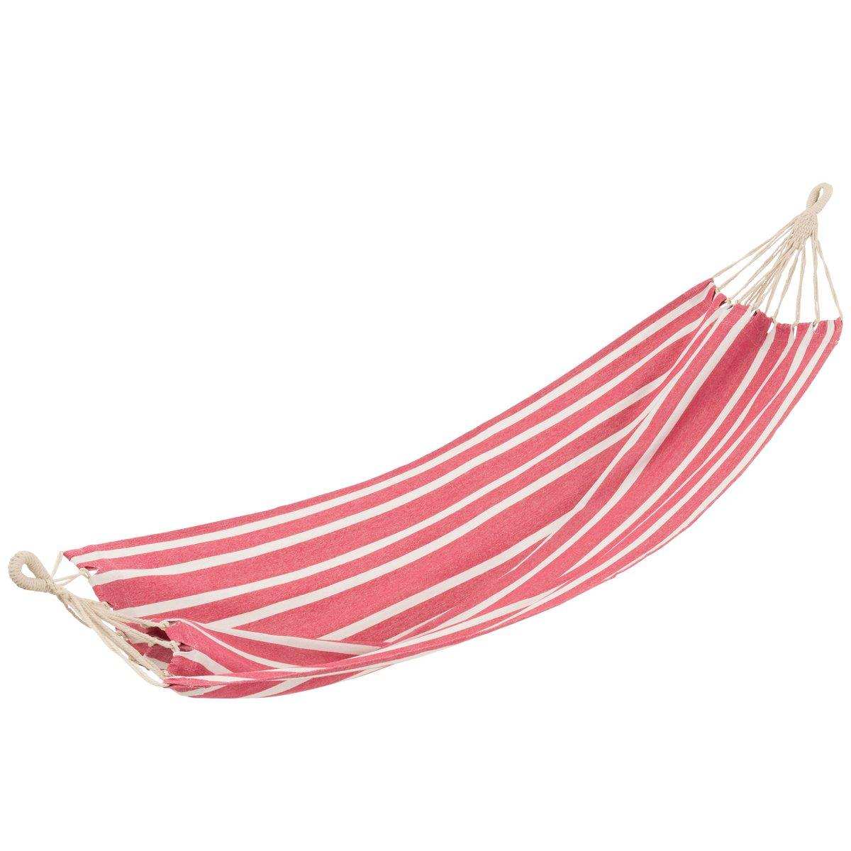 J-Line Hängematte Streifen Baumwolle/Polyester Rosa/Weiß - HomeDesign Knaus