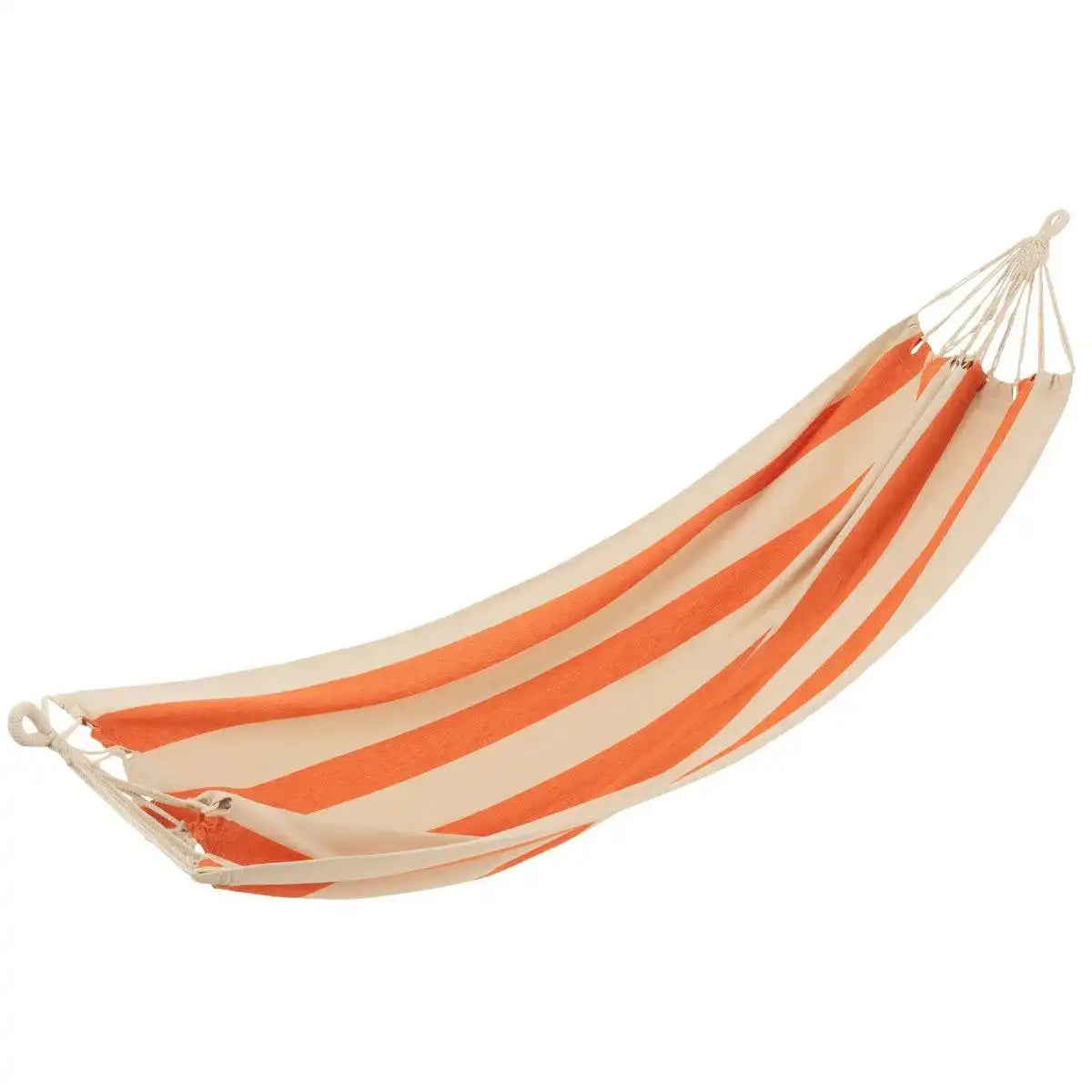 J-Line Hängematte Wide Stripes Baumwolle/Polyester Orange/Ecru - HomeDesign Knaus