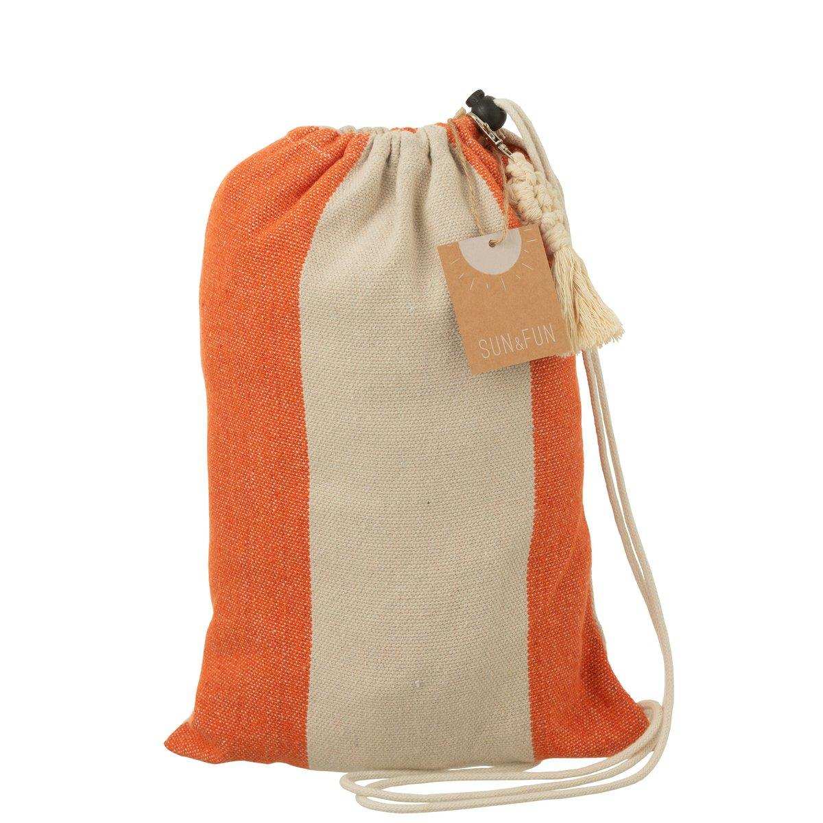 J-Line Hängematte Wide Stripes Baumwolle/Polyester Orange/Ecru - HomeDesign Knaus