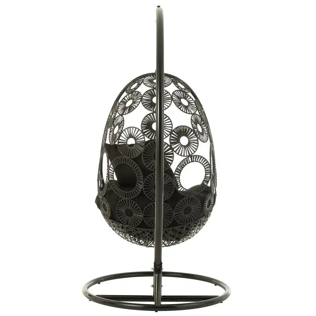 J-Line Hängesessel + Kissen Bula Metall/Rohrgeflecht Schwarz - HomeDesign Knaus