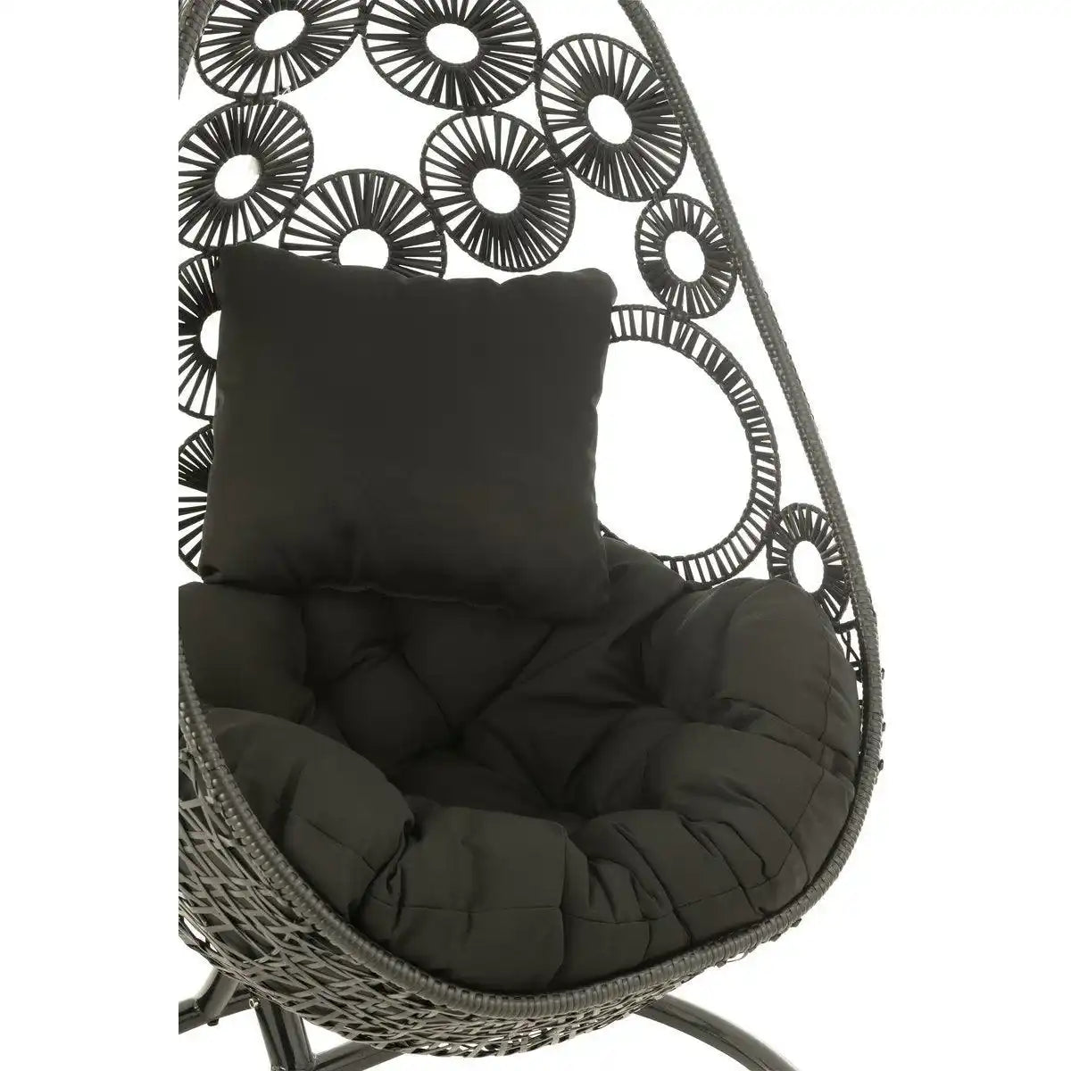 J-Line Hängesessel + Kissen Bula Metall/Rohrgeflecht Schwarz - HomeDesign Knaus