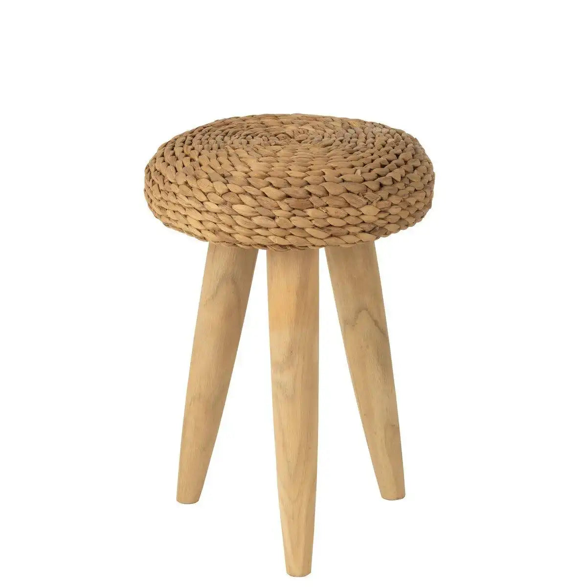 J-Line Hocker Rund – Holz/Wasserhyazinthe – Natur - HomeDesign Knaus