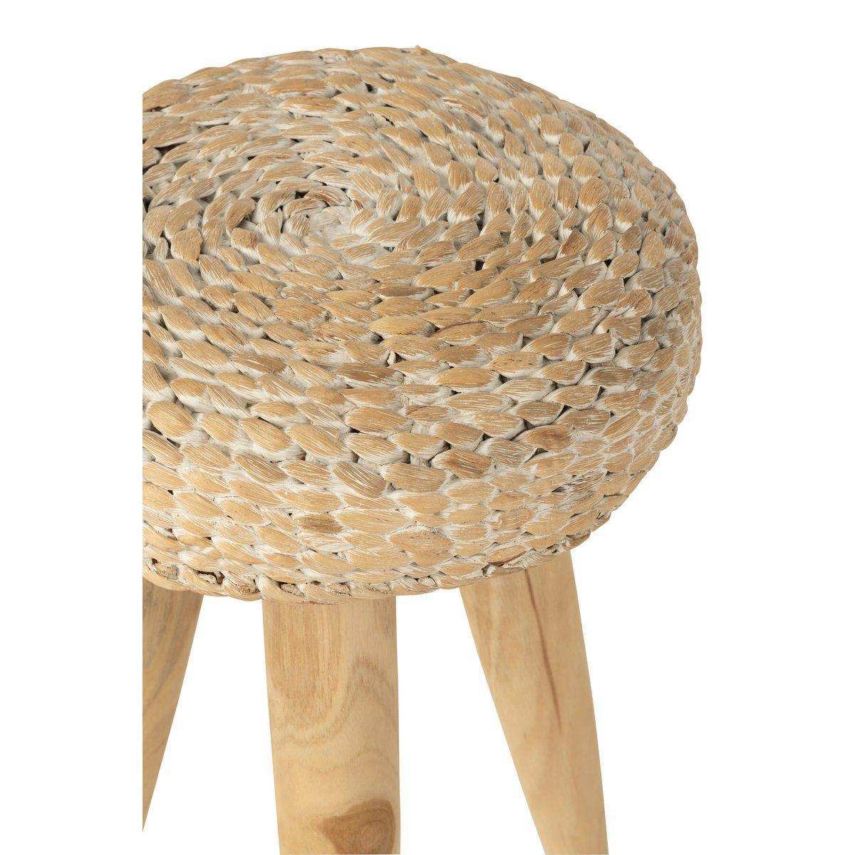 J-Line Hocker Rund – Holz/Wasserhyazinthe – Natur - HomeDesign Knaus