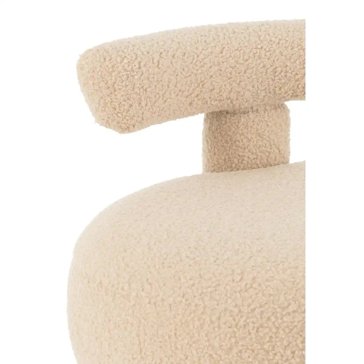 J-Line Hocker rund mit Rückenlehne Bouclé Warm Beige - HomeDesign Knaus