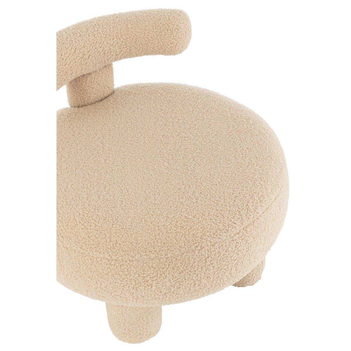 J-Line Hocker rund mit Rückenlehne Bouclé Warm Beige - HomeDesign Knaus