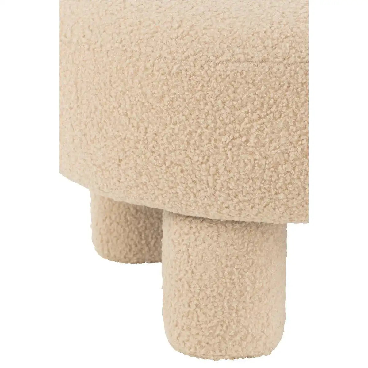 J-Line Hocker rund mit Rückenlehne Bouclé Warm Beige - HomeDesign Knaus