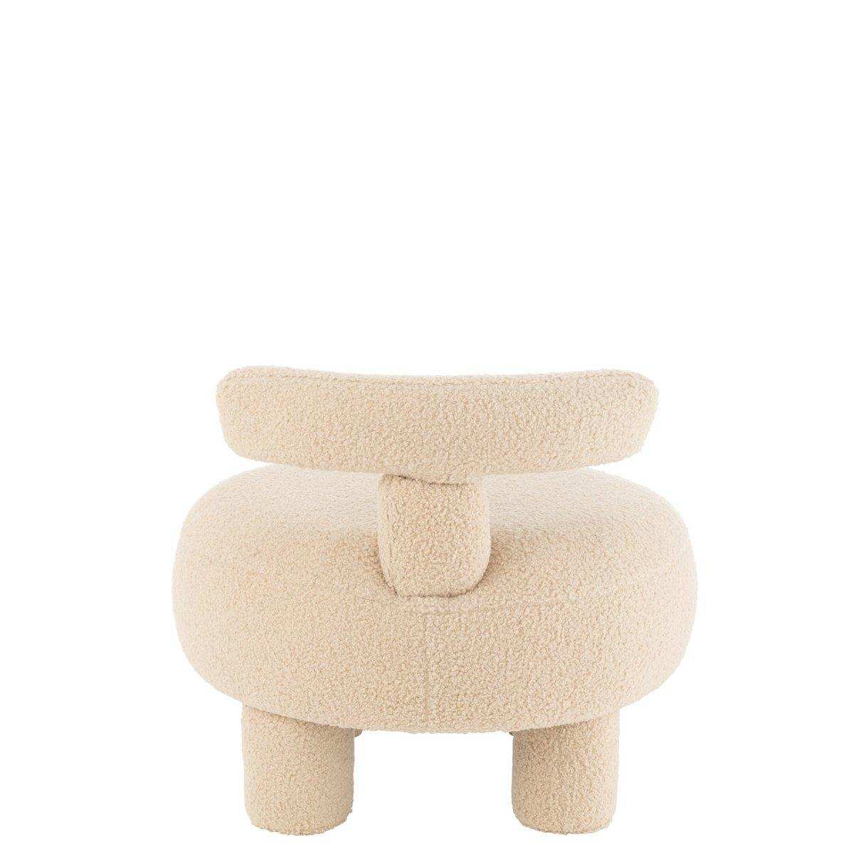 J-Line Hocker rund mit Rückenlehne Bouclé Warm Beige - HomeDesign Knaus
