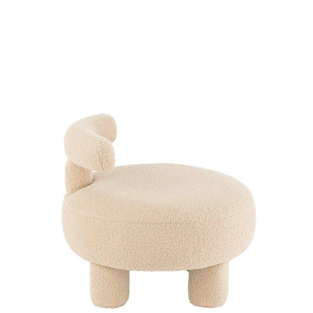 J-Line Hocker rund mit Rückenlehne Bouclé Warm Beige - HomeDesign Knaus