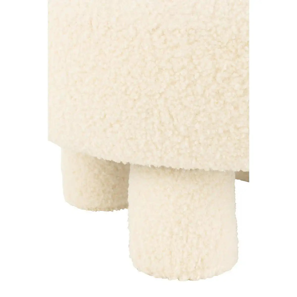 J-Line Hocker rund mit Rückenlehne Bouclé weiß - HomeDesign Knaus