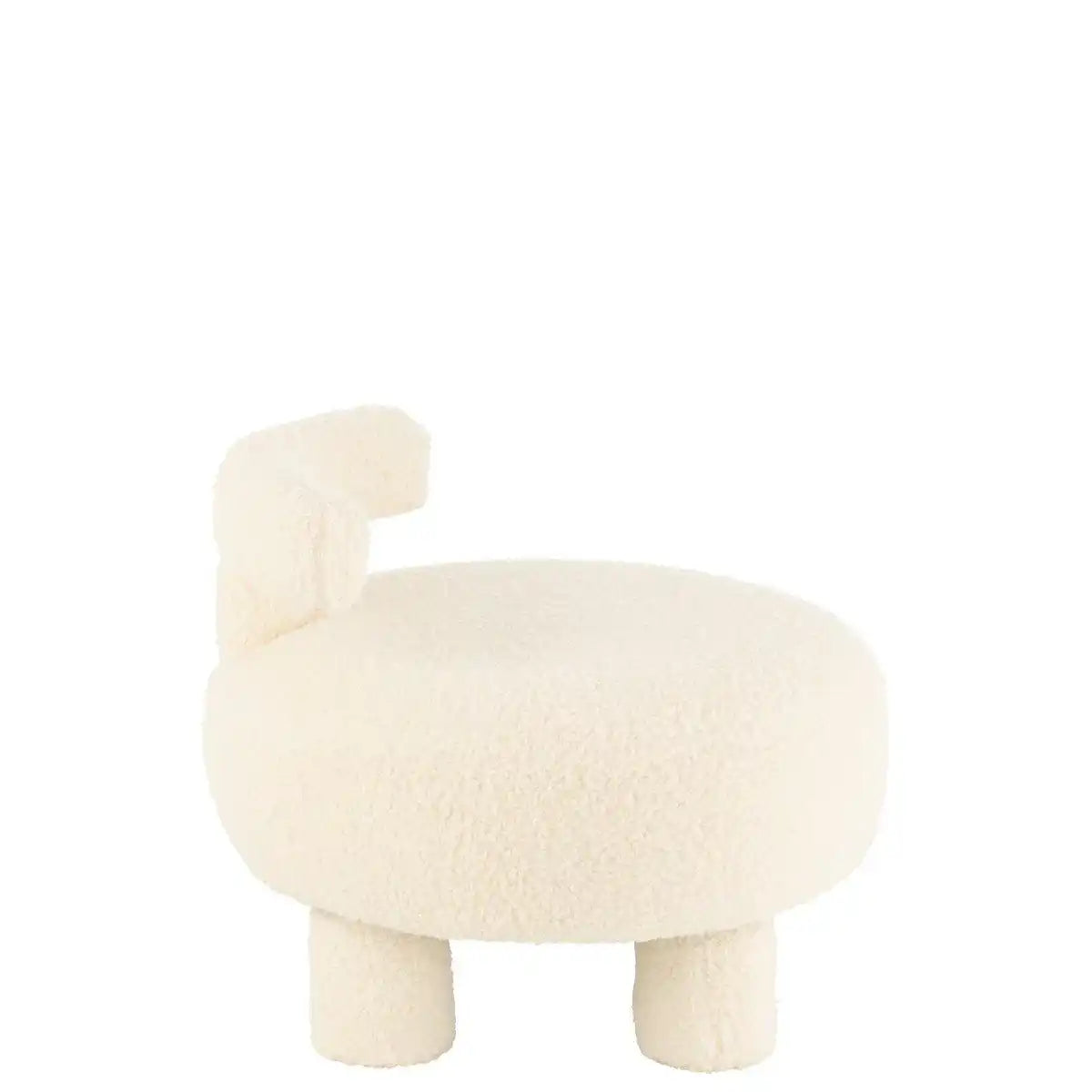 J-Line Hocker rund mit Rückenlehne Bouclé weiß - HomeDesign Knaus