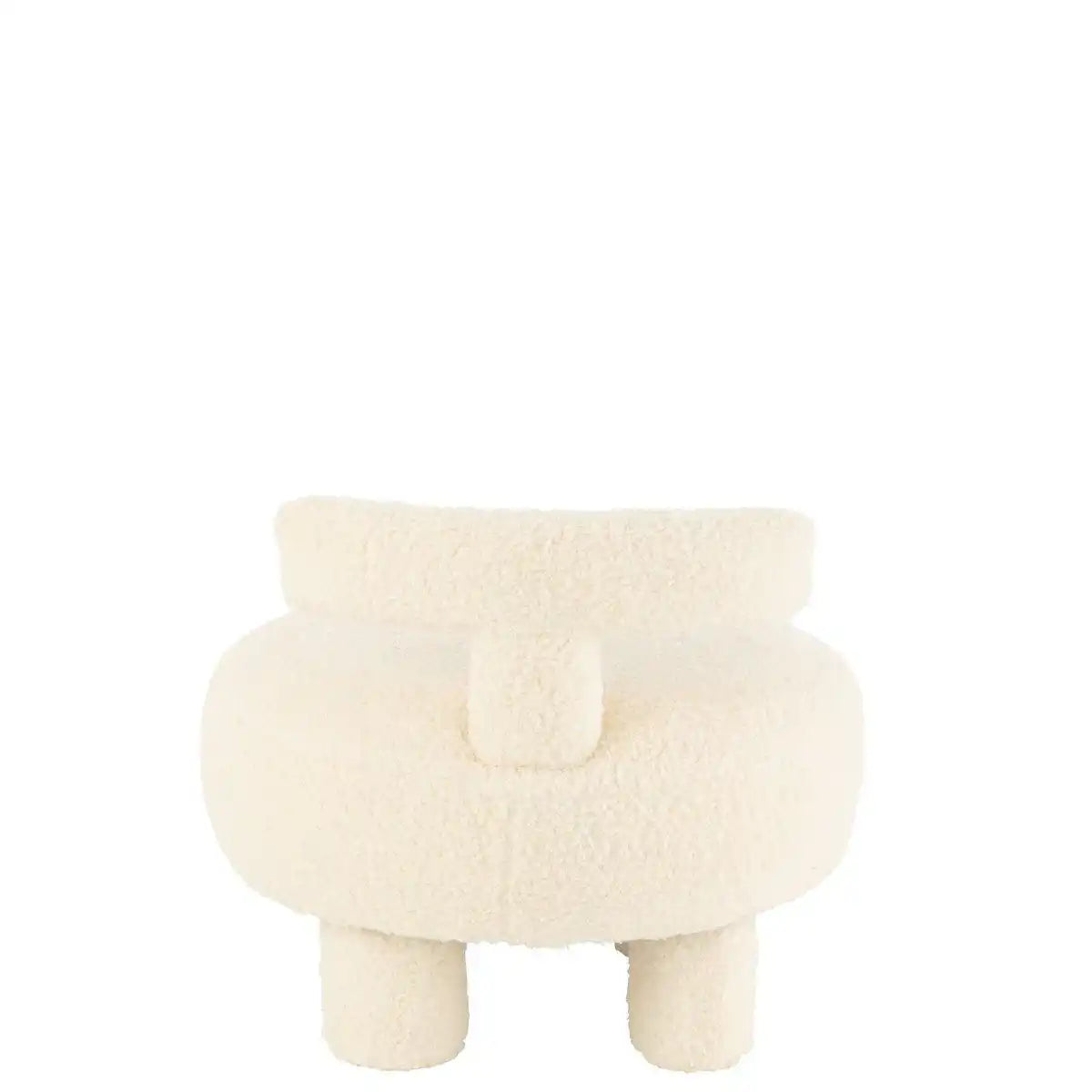 J-Line Hocker rund mit Rückenlehne Bouclé weiß - HomeDesign Knaus