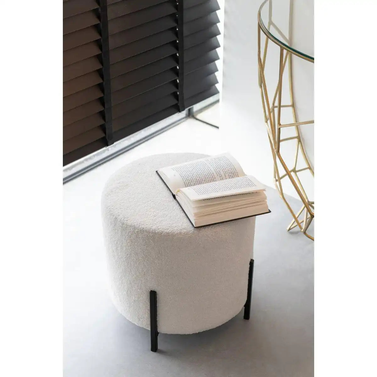 J-Line Hocker Schafstoff/Schaumstoff Weiß - HomeDesign Knaus