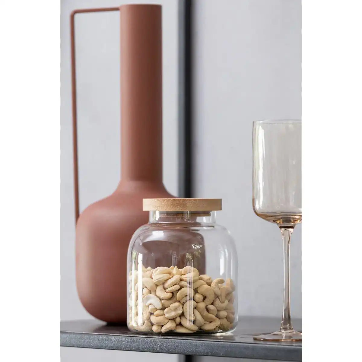 J-Line Jar In Glass Tom Glas/Bambus Transparent/Natur Klein - HomeDesign Knaus