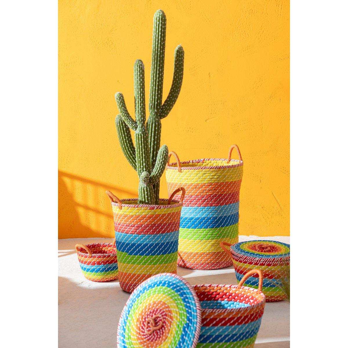 J-Line Kaktus+Topf, Kunststoff, Grün/Melamin, Weiß, groß - HomeDesign Knaus