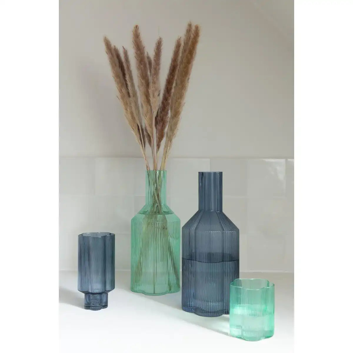 J-Line Karaffe Fiore – Glas – Aqua - HomeDesign Knaus
