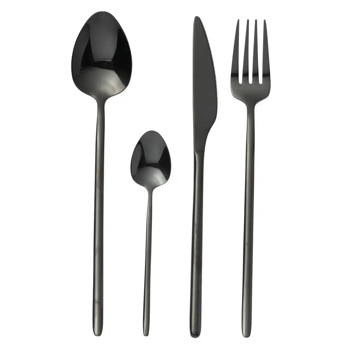 J-Line Kastenbesteck C 24-teilig, Edelstahl, glänzend schwarz - HomeDesign Knaus