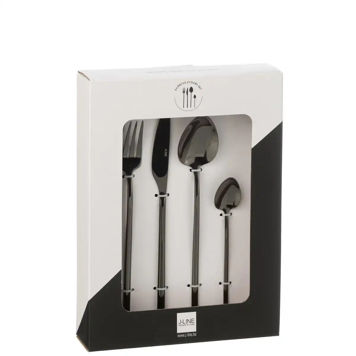 J-Line Kastenbesteck C 24-teilig, Edelstahl, glänzend schwarz - HomeDesign Knaus
