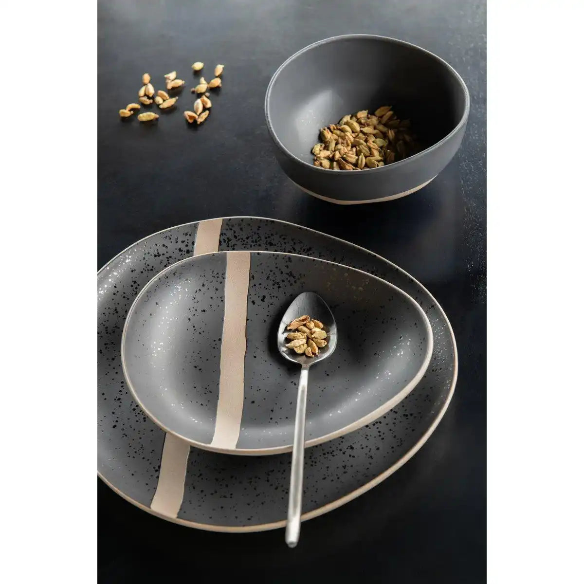 J-Line Kastenbesteck C 24-teilig, Edelstahl, glänzend schwarz - HomeDesign Knaus