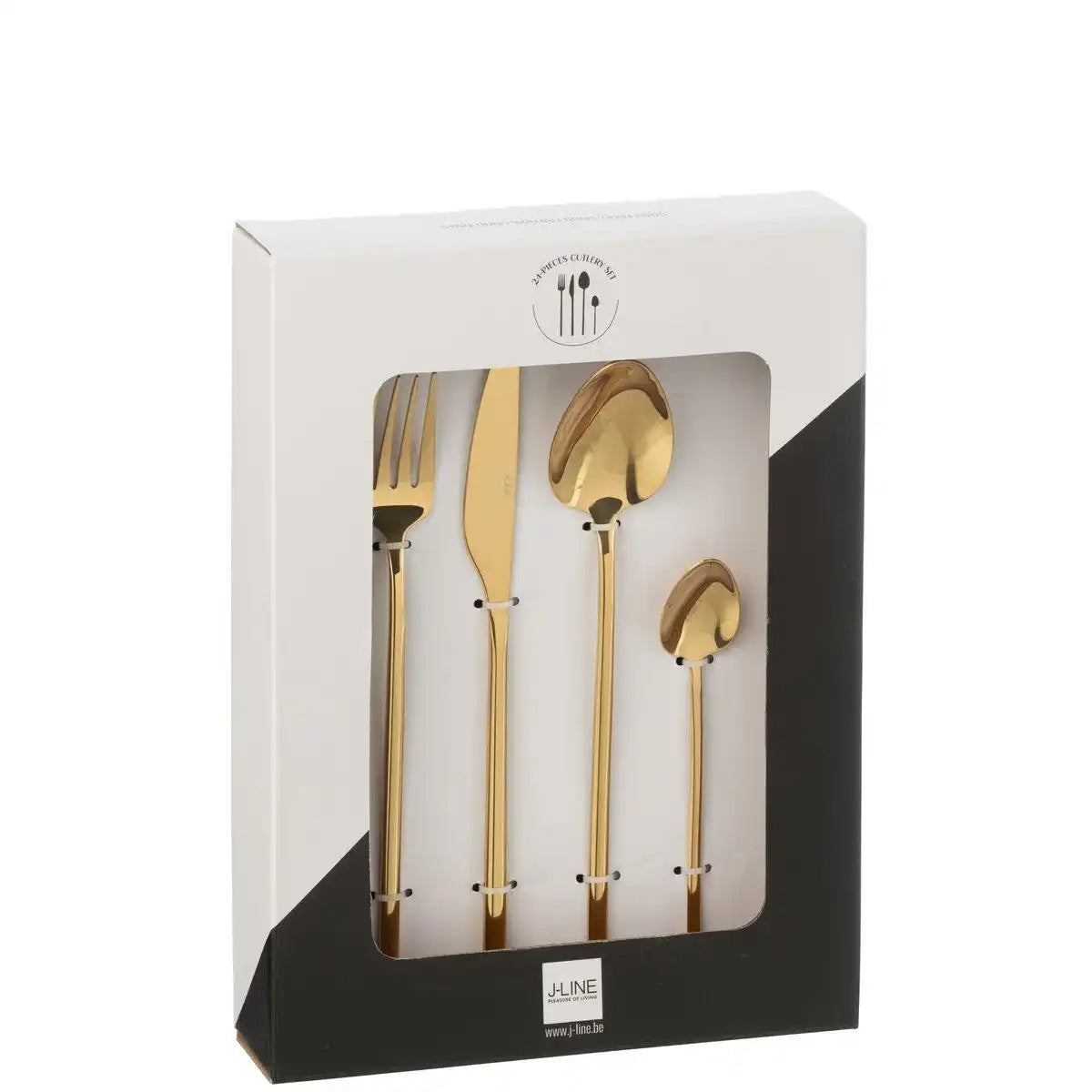 J-Line Kastenbesteck C 24-teilig, Edelstahl, glänzendes Gold - HomeDesign Knaus