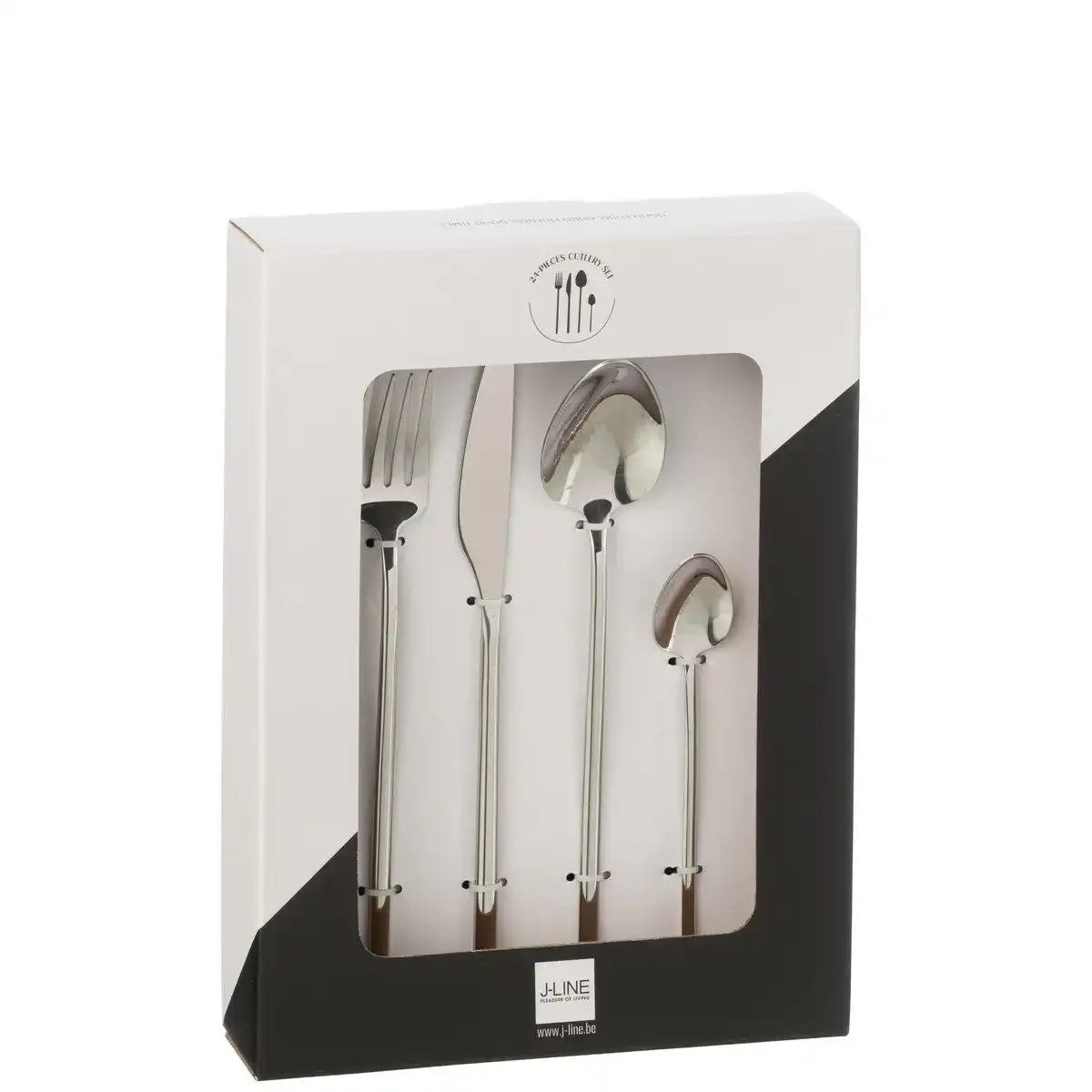 J-Line Kastenbesteck C 24-teilig, Edelstahl, glänzendes Silber - HomeDesign Knaus