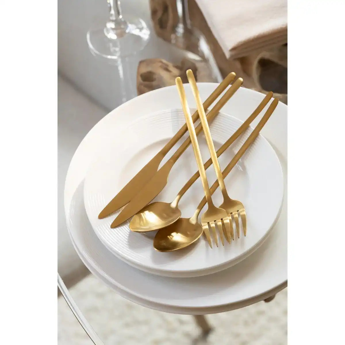 J-Line Kastenbesteck C 24-teilig, Edelstahl Mattgold - HomeDesign Knaus