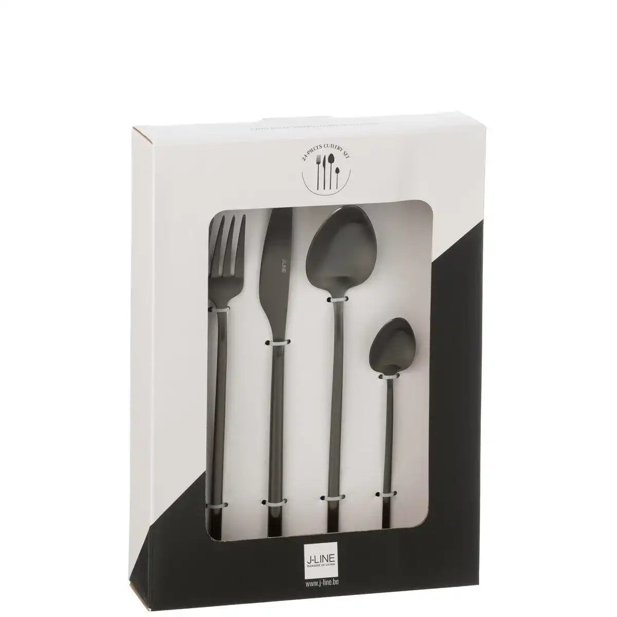 J-Line Kastenbesteck C 24-teilig, Edelstahl, mattschwarz - HomeDesign Knaus