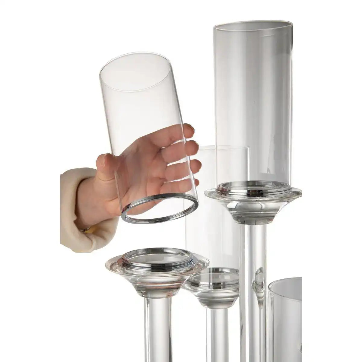 J-Line Kerzenhalter 5 groß Glas transparent - HomeDesign Knaus
