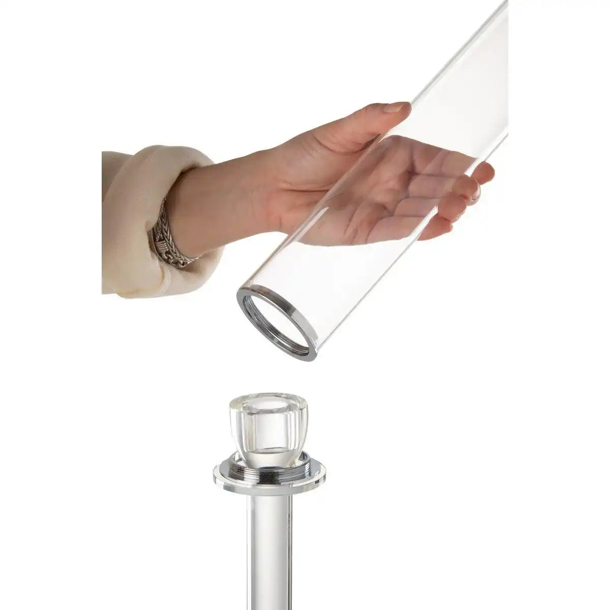 J-Line Kerzenhalter aus Moira-Glas, transparent, mittelgroß - HomeDesign Knaus