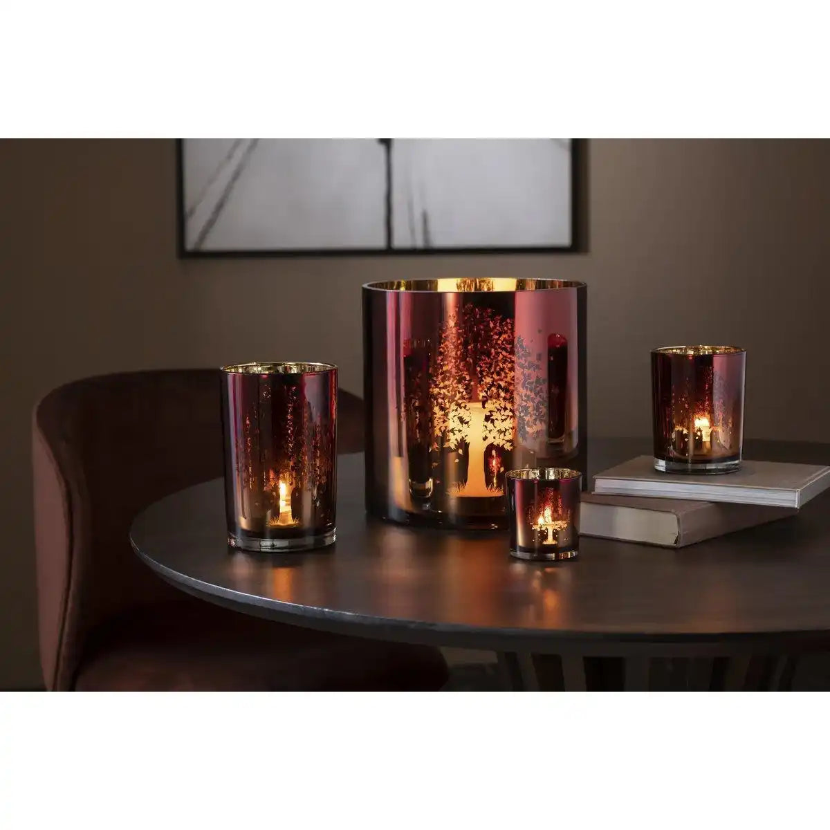 J-Line Kerzenhalter Bäume - Glas - Braun - klein - - HomeDesign Knaus