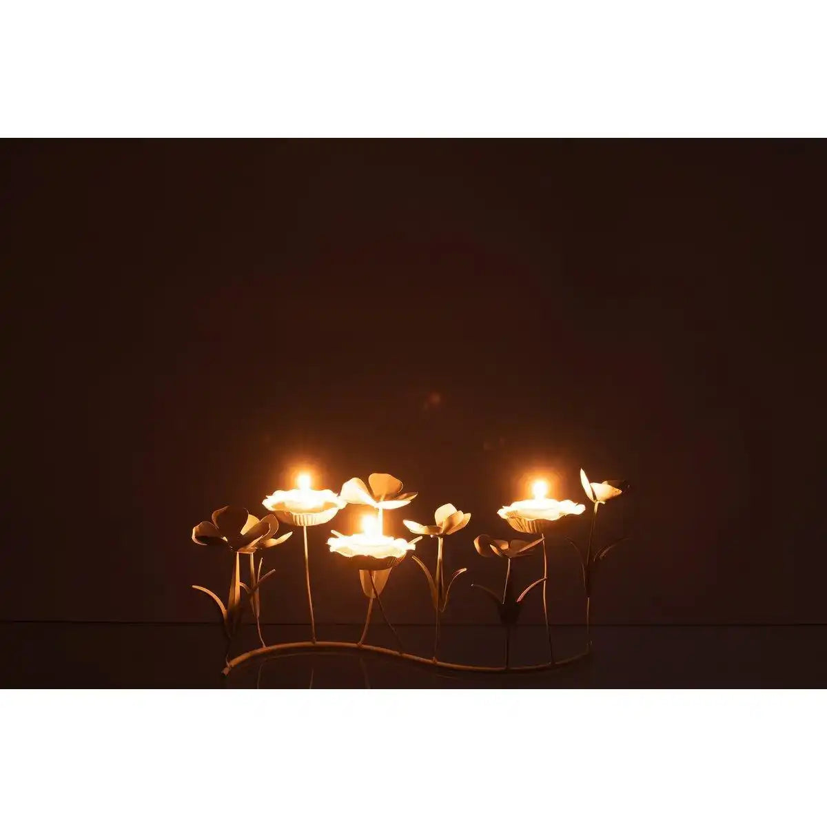 J-Line Kerzenhalter Dekoration Blumen - Metall - Weiß - klein - HomeDesign Knaus