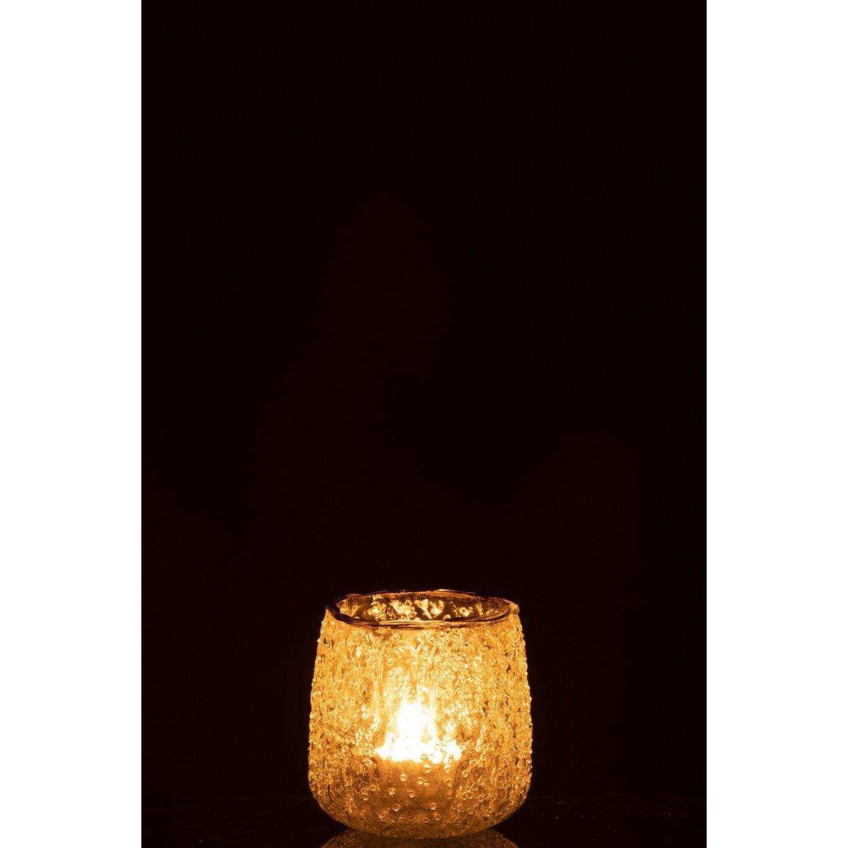 J-Line Kerzenhalter Edge – Glas – Gold/Tan transparent – klein – - HomeDesign Knaus