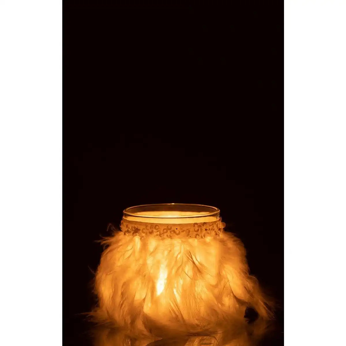 J-Line Kerzenhalter Feathers - Glas - weiß/transparent - mittel - - HomeDesign Knaus