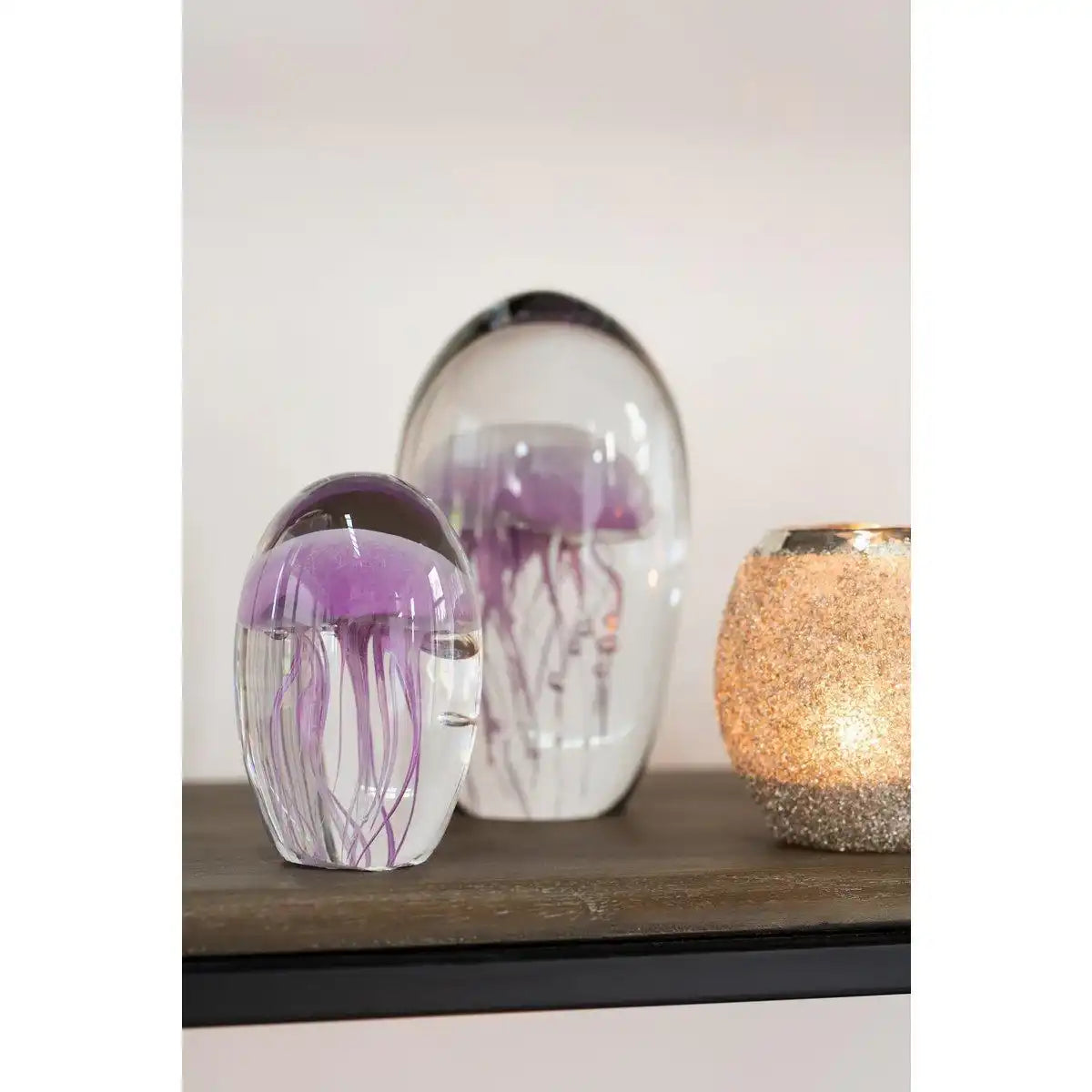 J-Line Kerzenhalter Frosty Round - Glas - Silber - klein - - HomeDesign Knaus