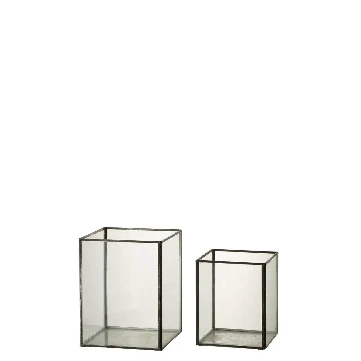 J-Line Kerzenhalter - Glas - Schwarz - - HomeDesign Knaus