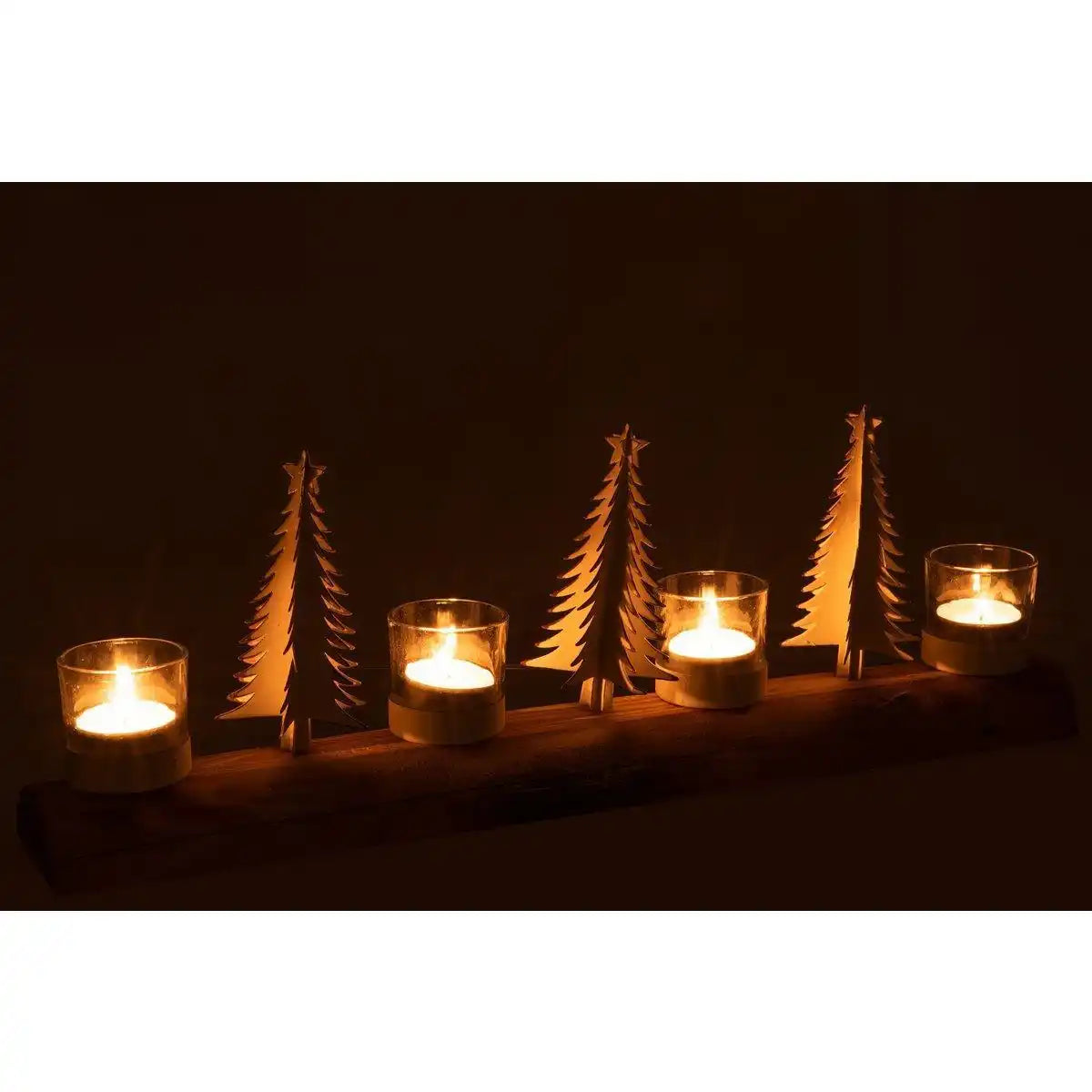 J-Line Kerzenhalter – Holz & Metall – Weiß – 48 cm - HomeDesign Knaus