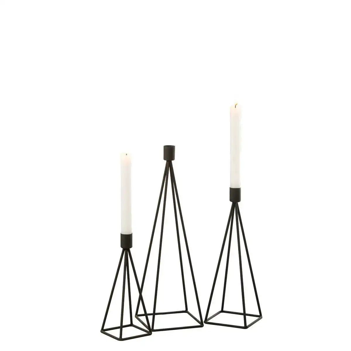 J-Line Kerzenhalter - Metall - Schwarz - 3 Stück - HomeDesign Knaus
