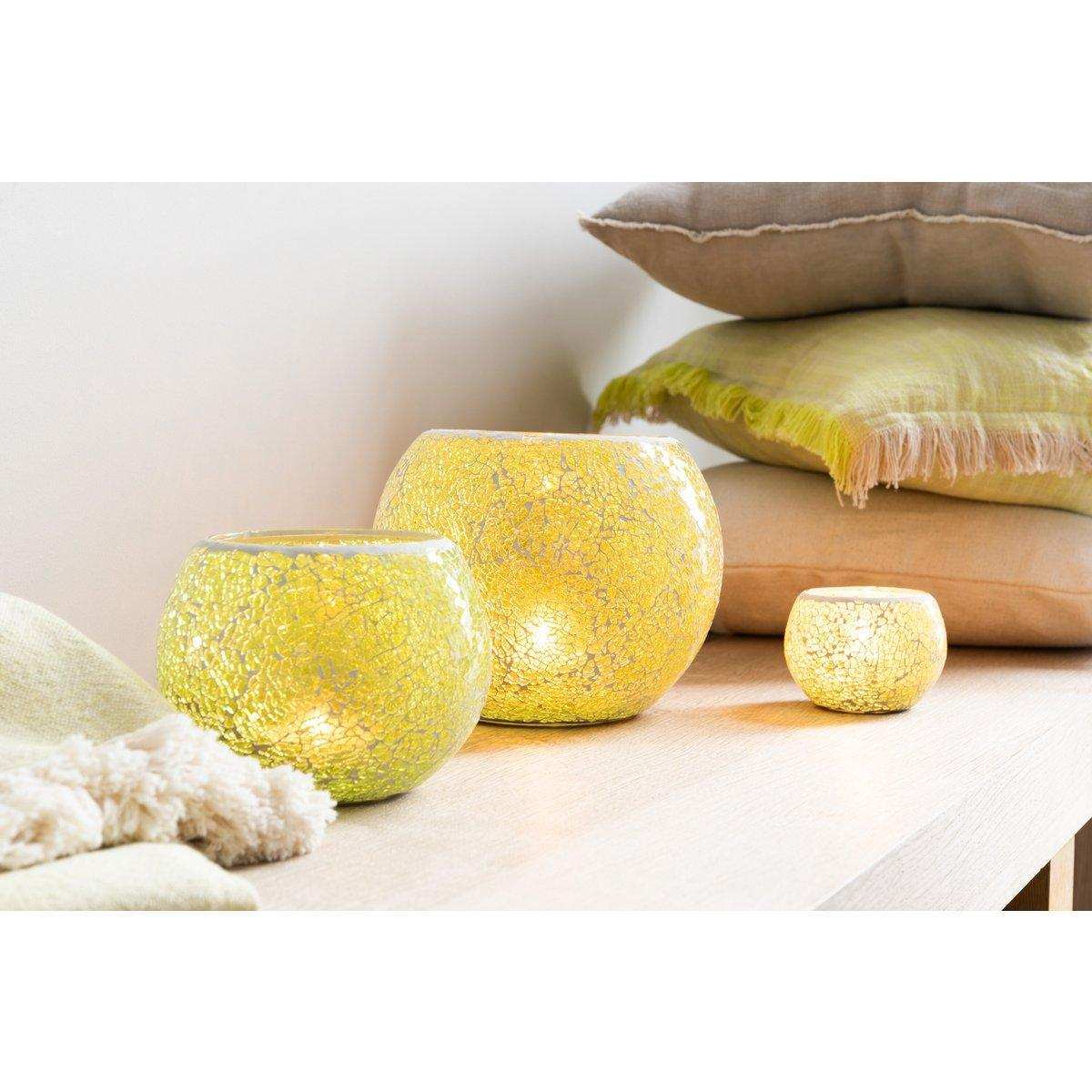 J-Line Kerzenhalter Mosaik rund – Glas – gelb – groß - HomeDesign Knaus