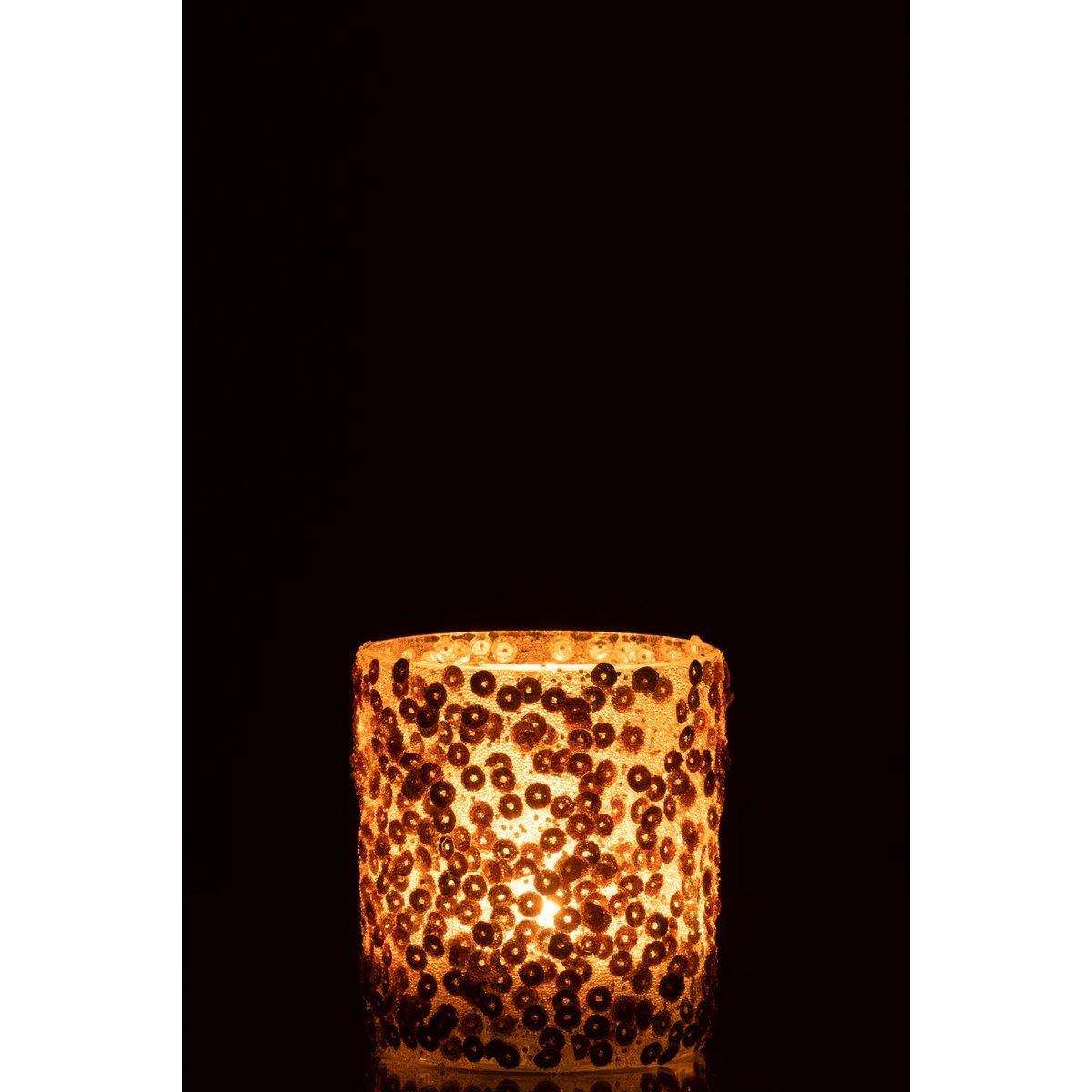 J-Line Kerzenhalter Pailletten - Glas - Gold - Mittel - - HomeDesign Knaus