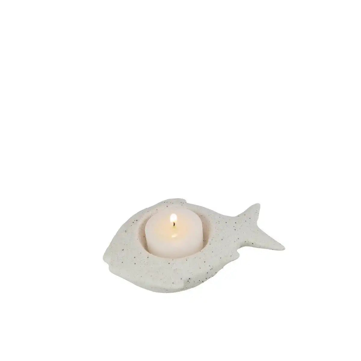 J-Line Kerzenhalter - Teelichthalter Fisch - Porzellan - Weiß - - HomeDesign Knaus