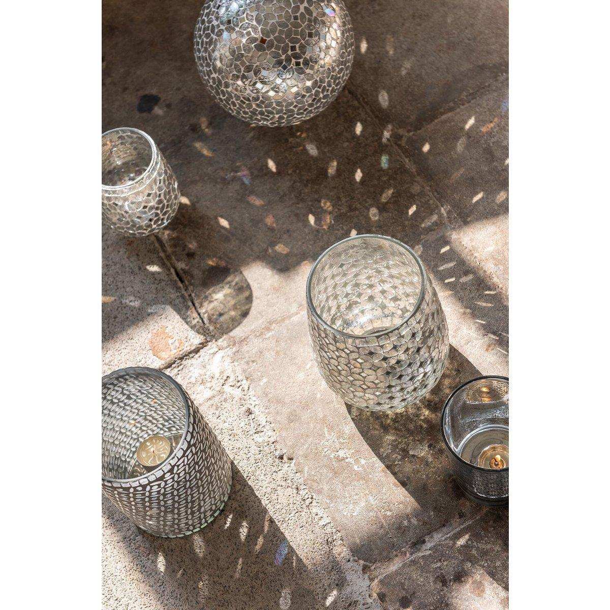 J-Line Kerzenhalter - Teelichthalter Oriental - Glas Silber - HomeDesign Knaus