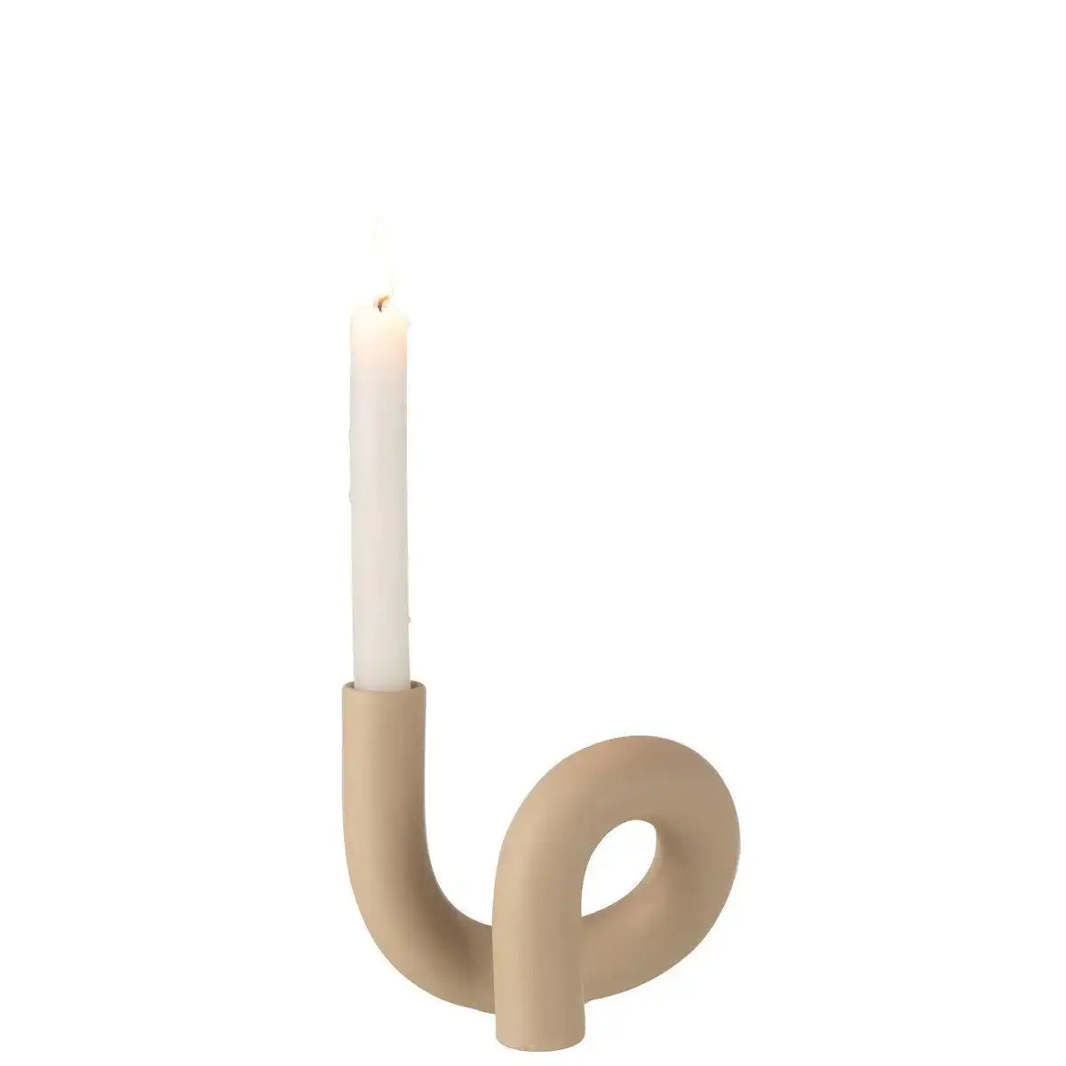 J-Line Kerzenhalter Torsion – Keramik – Beige – Valentinsdekoration - HomeDesign Knaus