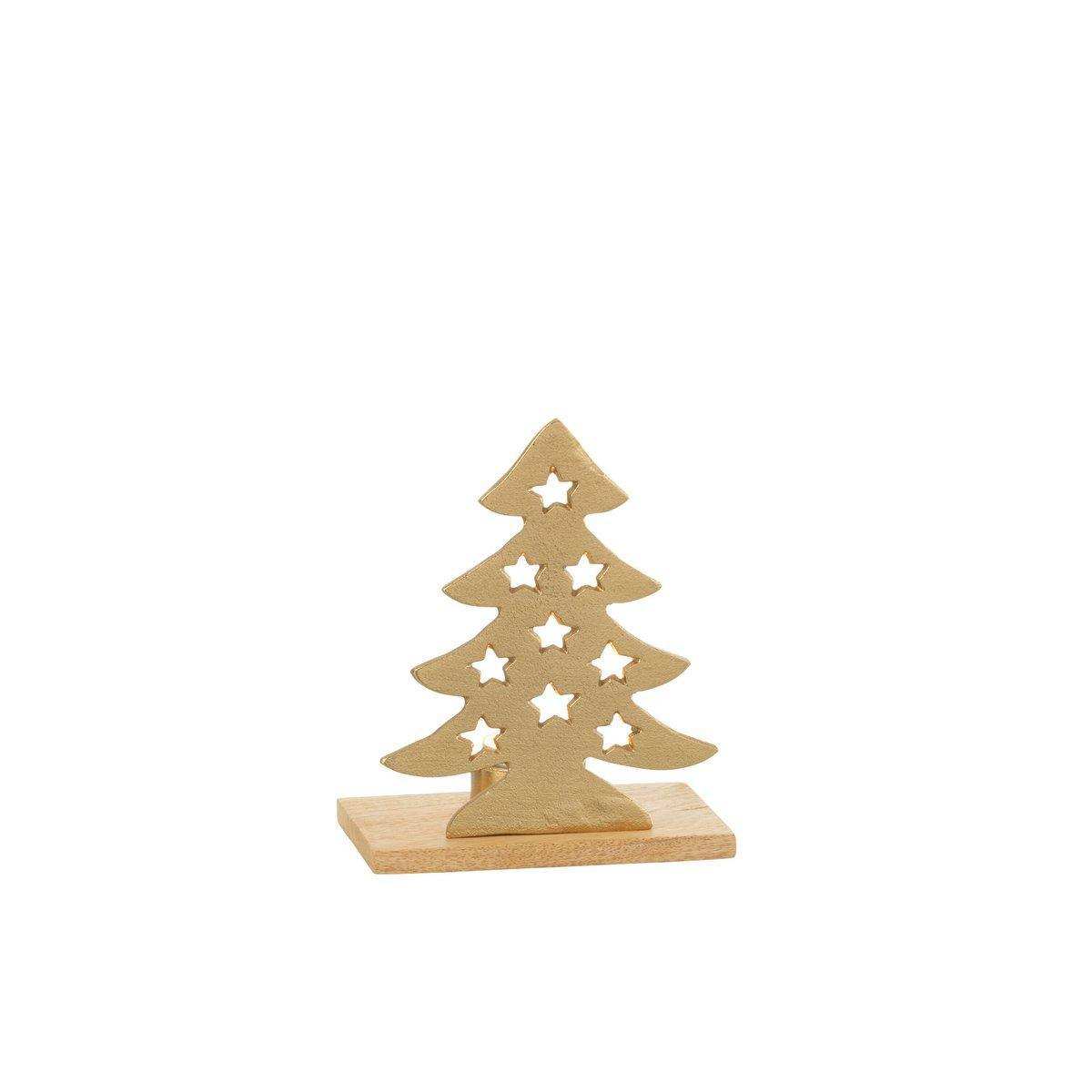 J-Line Kerzenhalter Weihnachtsbaum – Aluminium/Holz – Gold – klein – - HomeDesign Knaus
